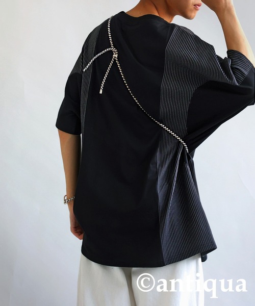 antiqua（アンティカ）の「綿100％ストライプ切り替えTシャツ（Tシャツ/カットソー・レディース・ネイビー/ブラック・FREE）」の10枚目の写真