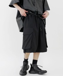 minsobi | ハーフカーゴバルーンパンツ 裾ドロストワイドショーツ(カーゴパンツ)