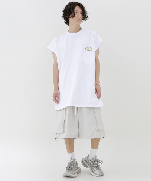 minsobi(ミンソビ)の「ハーフカーゴバルーンパンツ 裾ドロストワイドショーツ(カーゴパンツ・メンズ・ブラック/グレー・FREE)」の20枚目の写真