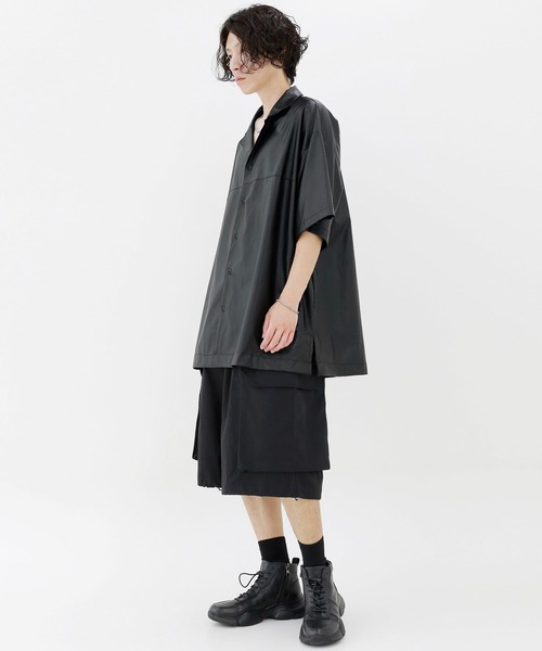 minsobi(ミンソビ)の「ハーフカーゴバルーンパンツ 裾ドロストワイドショーツ(カーゴパンツ・メンズ・ブラック/グレー・FREE)」の5枚目の写真