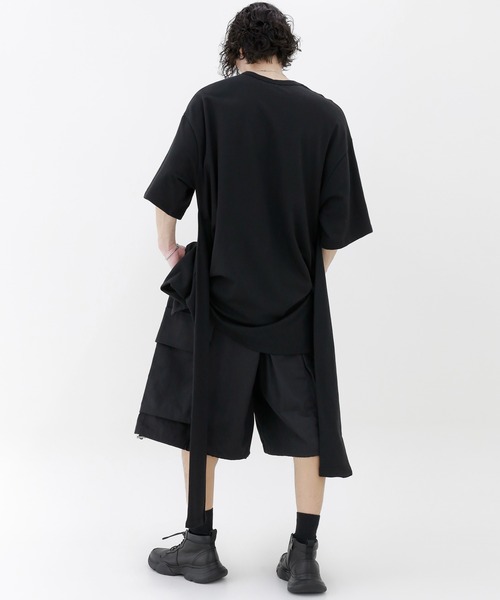 minsobi(ミンソビ)の「ハーフカーゴバルーンパンツ 裾ドロストワイドショーツ(カーゴパンツ・メンズ・ブラック/グレー・FREE)」の17枚目の写真