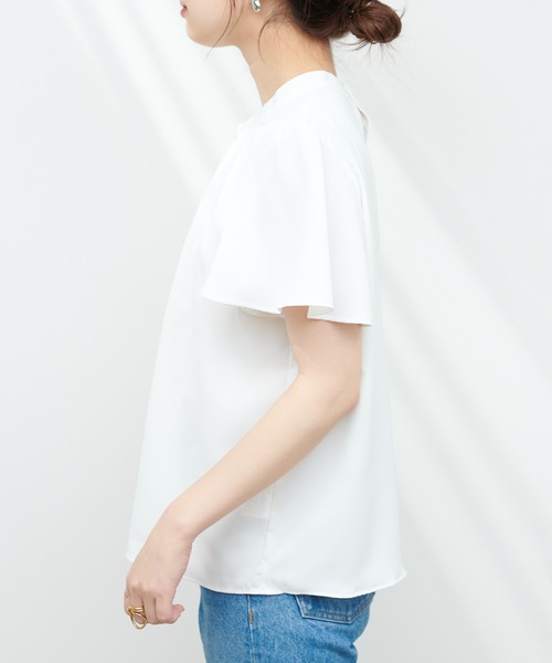 natural couture（ナチュラルクチュール）の「ゴールドバー付きボウタイブラウス（シャツ/ブラウス・レディース・ネイビー/オフホワイト/その他1/その他2/イエロー系その他/グレー・FREE）」の12枚目の写真