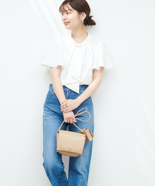 natural couture（ナチュラルクチュール）の「ゴールドバー付きボウタイブラウス（シャツ/ブラウス・レディース・ネイビー/オフホワイト/その他1/その他2/イエロー系その他/グレー・FREE）」の20枚目の写真
