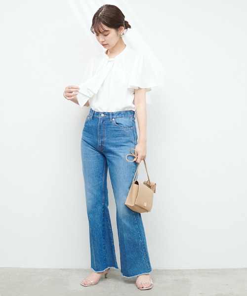natural couture（ナチュラルクチュール）の「ゴールドバー付きボウタイブラウス（シャツ/ブラウス・レディース・ネイビー/オフホワイト/その他1/その他2/イエロー系その他/グレー・FREE）」の21枚目の写真
