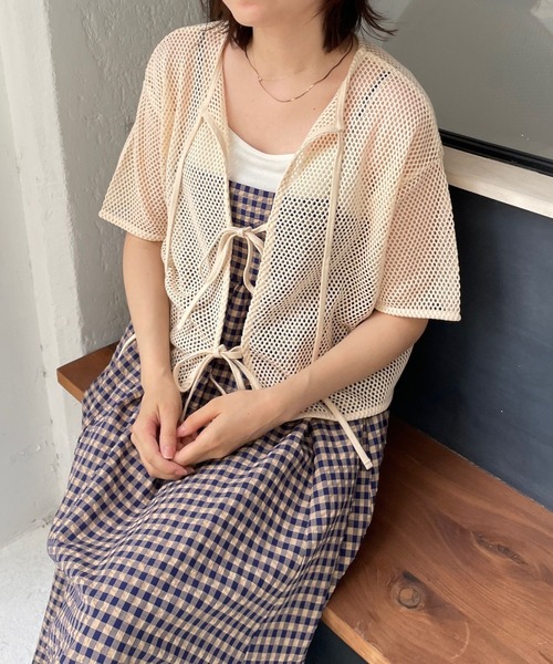 LOWRYS FARM（ローリーズファーム）の「２ＷＡＹメッシュリボン５分袖　963728（Tシャツ/カットソー・レディース・ブラック/グリーン/アイボリー/ブラウン・FREE）」の13枚目の写真