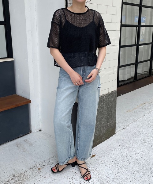 LOWRYS FARM（ローリーズファーム）の「２ＷＡＹメッシュリボン５分袖　963728（Tシャツ/カットソー・レディース・ブラック/グリーン/アイボリー/ブラウン・FREE）」の9枚目の写真