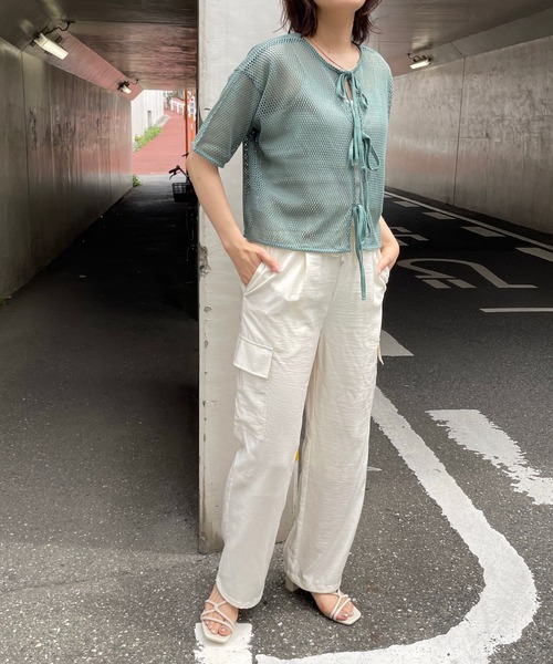 LOWRYS FARM（ローリーズファーム）の「2WAYメッシュリボン5分袖