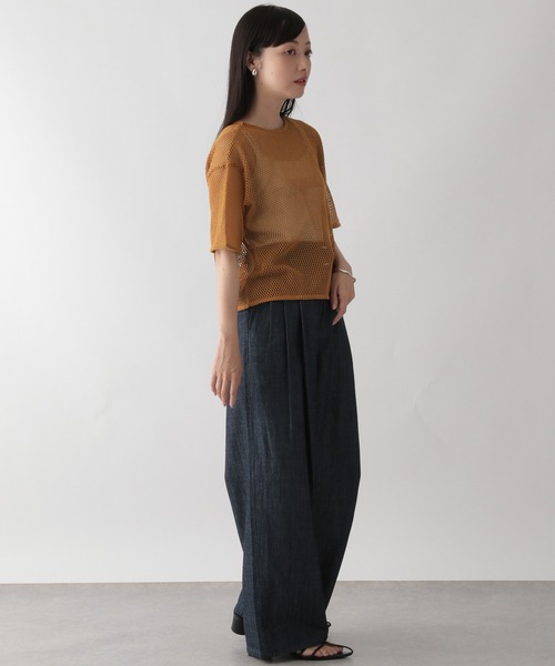 LOWRYS FARM（ローリーズファーム）の「２ＷＡＹメッシュリボン５分袖　963728（Tシャツ/カットソー・レディース・ブラック/グリーン/アイボリー/ブラウン・FREE）」の18枚目の写真