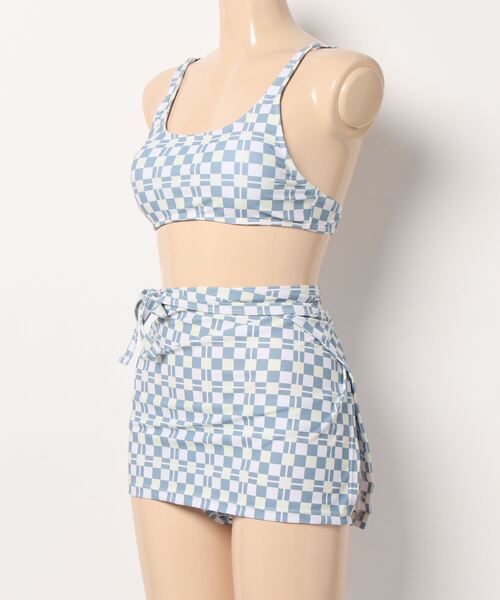 Ritzy（リッツィー）の「チェック柄ビキニ水着 ショート丈パレオ付き 3
