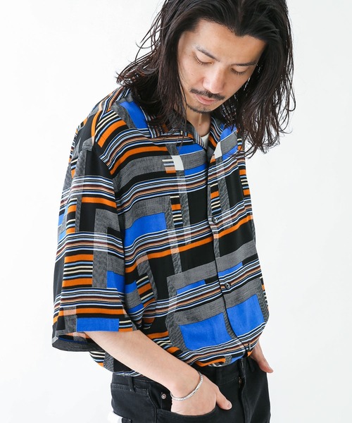 TOWNCRAFT（タウンクラフト）の「『別注』TOWNCRAFT×Sonny Label　総柄ショートスリーブシャツ（シャツ/ブラウス・メンズ・ホワイト系その他/ブラック系その他/ベージュ系その他/ブルー系その他・MEDIUM/LARGE）」の5枚目の写真