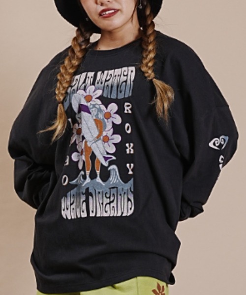 ROXY(ロキシー)の「【ムラサキスポーツ別注】ROXY/ロキシー ロンT/長袖 スリーブロゴ オーバーサイズ RLT234636M(Tシャツ/カットソー・レディース・ブラック×ホワイト/ブラウン系その他/ホワイト系その他・L/M)」の3枚目の写真