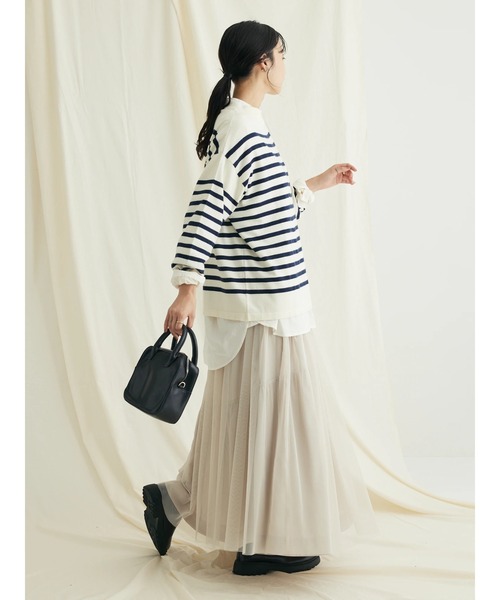 CRAFT STANDARD BOUTIQUE（クラフトスタンダードブティック）の「とてもちボーダーニットプルオーバー（ニット/セーター・レディース・オフホワイト/ブラック/杢グレー・FREE）」の4枚目の写真