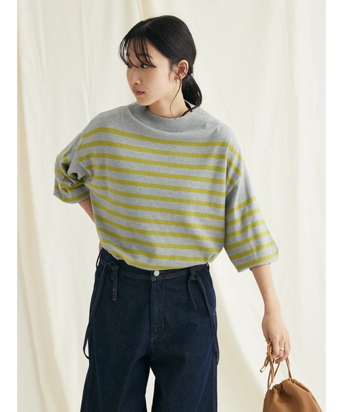 CRAFT STANDARD BOUTIQUE（クラフトスタンダードブティック）の「とてもちボーダーニットプルオーバー（ニット/セーター・レディース・オフホワイト/ブラック/杢グレー・FREE）」の6枚目の写真