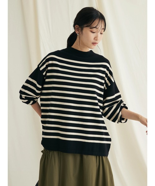 CRAFT STANDARD BOUTIQUE（クラフトスタンダードブティック）の「とてもちボーダーニットプルオーバー（ニット/セーター・レディース・オフホワイト/ブラック/杢グレー・FREE）」の15枚目の写真