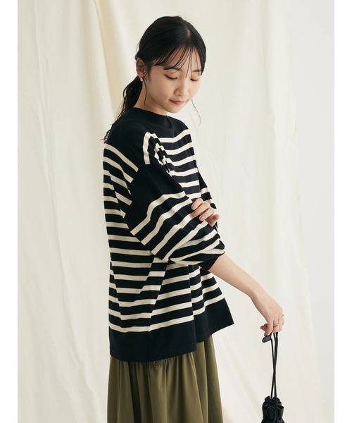 CRAFT STANDARD BOUTIQUE（クラフトスタンダードブティック）の「とてもちボーダーニットプルオーバー（ニット/セーター・レディース・オフホワイト/ブラック/杢グレー・FREE）」の17枚目の写真