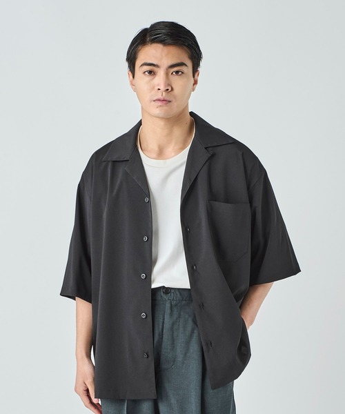 STUDIOUS（ステュディオス）の「【A+TOKYO/エープラストウキョウ】DRYSTRETCHオープンカラーシャツ（シャツ/ブラウス・メンズ・ホワイト/ブラック/ライトブルーグレー・2/3/1）」の3枚目の写真