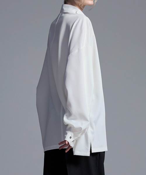 Loose/ルース（ルース）の「ドレープトロミ ハイネックベルト2WAYシャツ（シャツ/ブラウス・メンズ・ブラック/ブルーグレー/ホワイト・L/M/S/XS）」の7枚目の写真