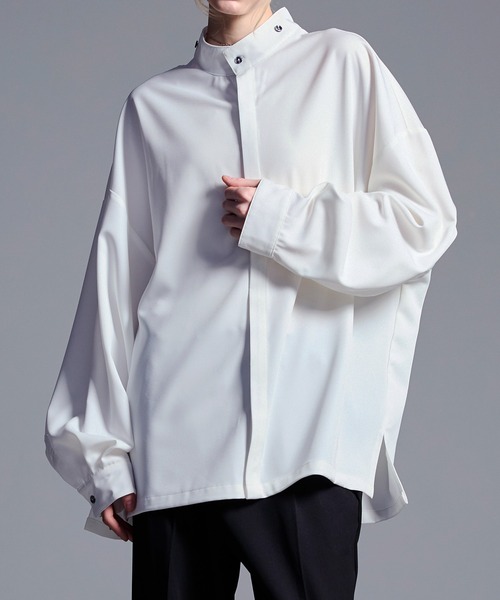 Loose/ルース（ルース）の「ドレープトロミ ハイネックベルト2WAYシャツ（シャツ/ブラウス・メンズ・ブラック/ブルーグレー/ホワイト・L/M/S/XS）」の10枚目の写真