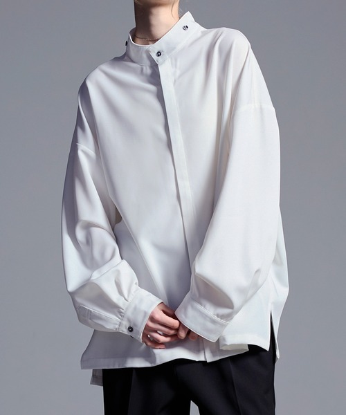 Loose/ルース（ルース）の「ドレープトロミ ハイネックベルト2WAYシャツ（シャツ/ブラウス・メンズ・ブラック/ブルーグレー/ホワイト・L/M/S/XS）」の11枚目の写真