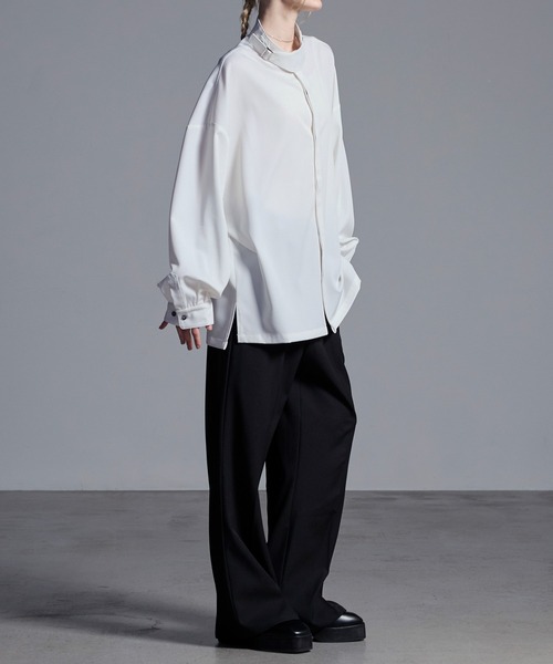 Loose/ルース（ルース）の「ドレープトロミ ハイネックベルト2WAYシャツ（シャツ/ブラウス・メンズ・ブラック/ブルーグレー/ホワイト・L/M/S/XS）」の16枚目の写真