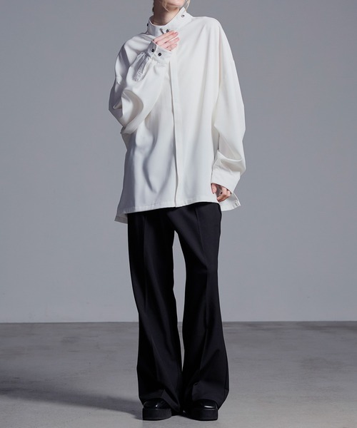 Loose/ルース（ルース）の「ドレープトロミ ハイネックベルト2WAYシャツ（シャツ/ブラウス・メンズ・ブラック/ブルーグレー/ホワイト・L/M/S/XS）」の17枚目の写真