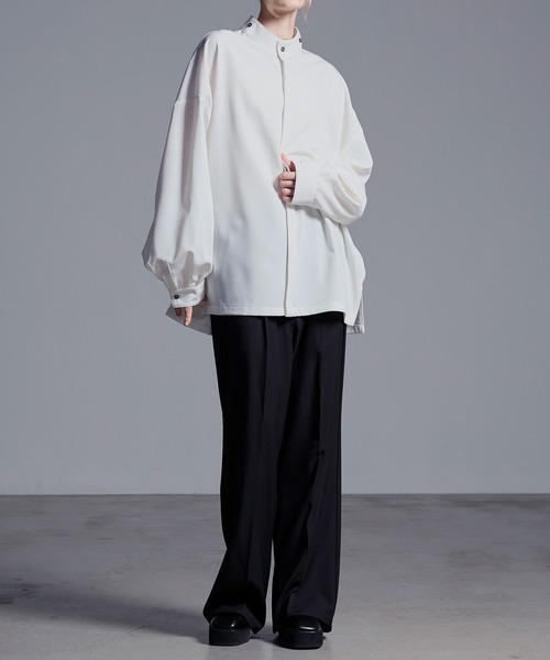 Loose/ルース（ルース）の「ドレープトロミ ハイネックベルト2WAYシャツ（シャツ/ブラウス・メンズ・ブラック/ブルーグレー/ホワイト・L/M/S/XS）」の18枚目の写真