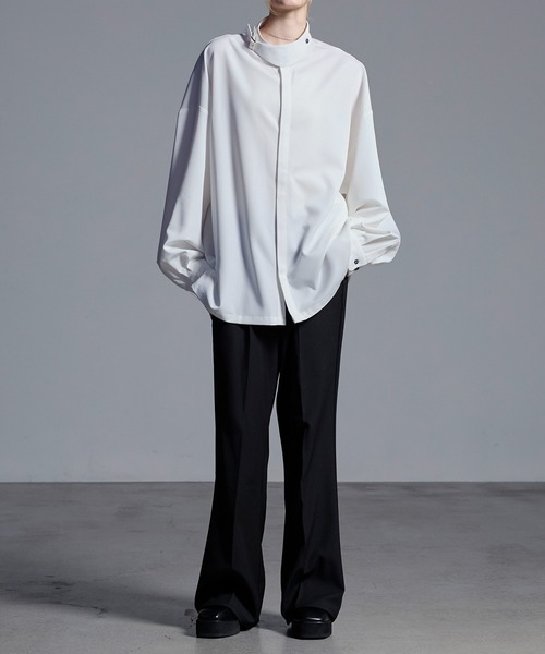 Loose/ルース（ルース）の「ドレープトロミ ハイネックベルト2WAYシャツ（シャツ/ブラウス・メンズ・ブラック/ブルーグレー/ホワイト・L/M/S/XS）」の12枚目の写真