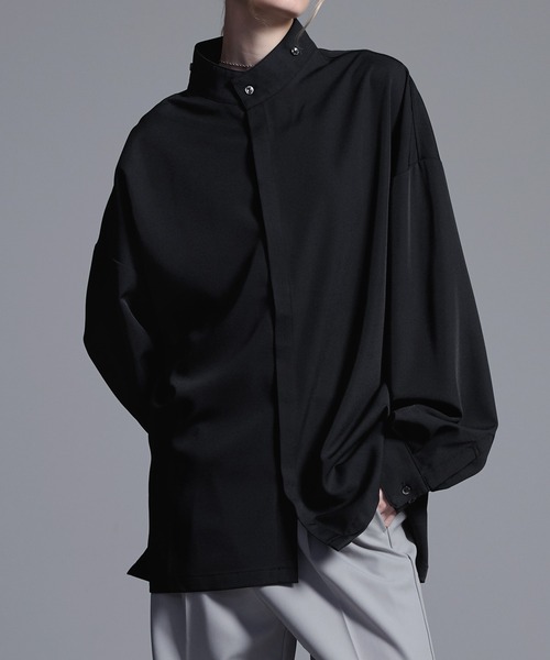 ドレープトロミ ハイネックベルト2WAYシャツ（シャツ/ブラウス