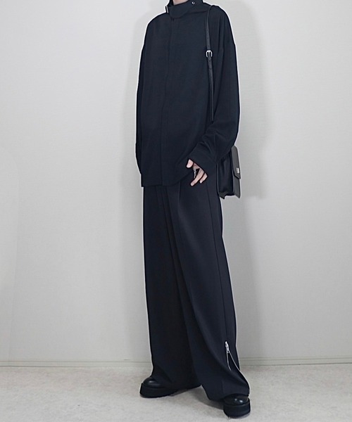 ドレープトロミ ハイネックベルト2WAYシャツ（シャツ/ブラウス