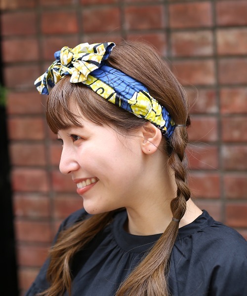 チチカカ(チチカカ)の「アフリカンプリントヘアバンド(ヘアバンド・レディース・ブルー/ホワイト/グリーン・FREE)」の3枚目の写真