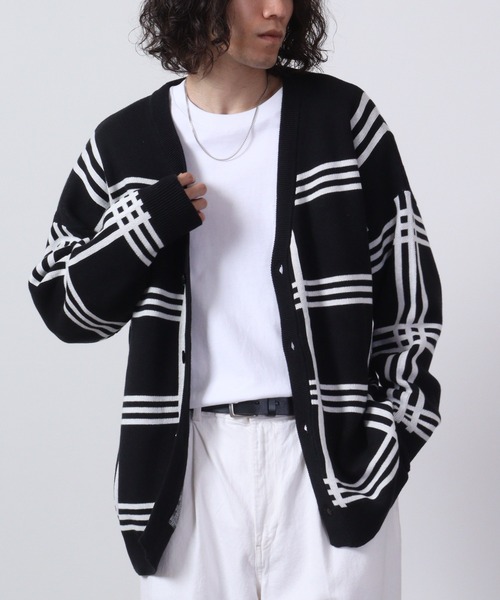 FUNALIVE（ファンアライブ）の「柄込みコットンダブルジャガードビッグカーデ（カーディガン/ボレロ・メンズ・グリーン系その他/ブラック系その他/グリーン系その他3/ブラック系その他2/グリーン系その他2/ベージュ系その他/ブラック系その他3・L/M）」の2枚目の写真
