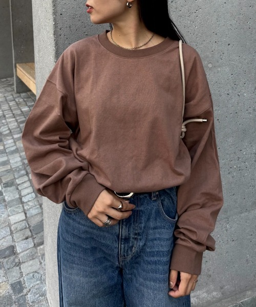 CIAOPANIC TYPY(チャオパニックティピー)の「【洗ってもよれにくい】ユニセックスオーバーサイズスウェtee(Tシャツ/カットソー・メンズ・レッド/ブラック/ブルー/ライトグレー/サックスブルー/グリーン/ボルドー/オフホワイト/ブラック系その他/ホワイト系その他/レッド系その他/グリーン系その他/スカイブルー/レッド系その他2/グリーン系その他2/ブラウン/チャコール・MEDIUM/LARGE/XXX-LARGE)」の7枚目の写真