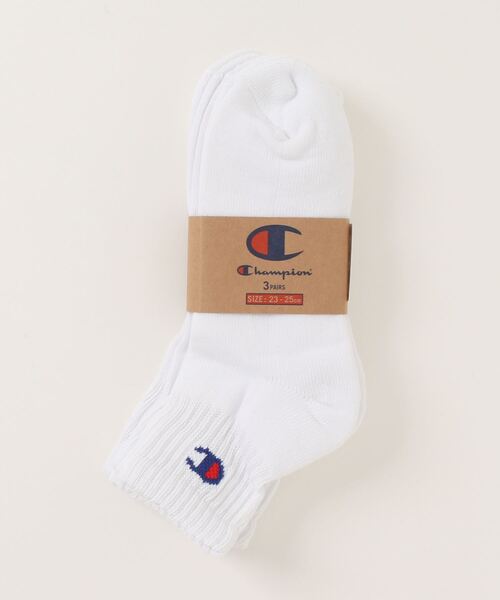Champion(チャンピオン)の「【CHAMPION/チャンピオン】 ワンポイントクォーターソックス3P CMSCY202 ワンポイントロゴ 3足組(ソックス/靴下・メンズ・ホワイト/ネイビー/ブラック/グレー・SMALL/MEDIUM/LARGE)」の1枚目の写真