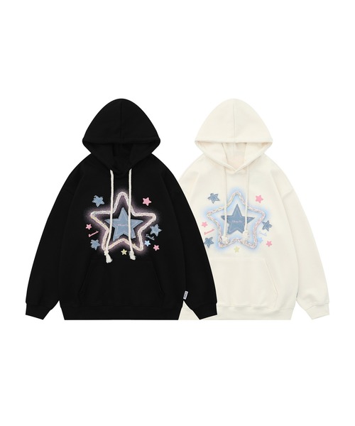 HOOK（フック）の「【HOOK】パッチワーク星刺繍パーカー