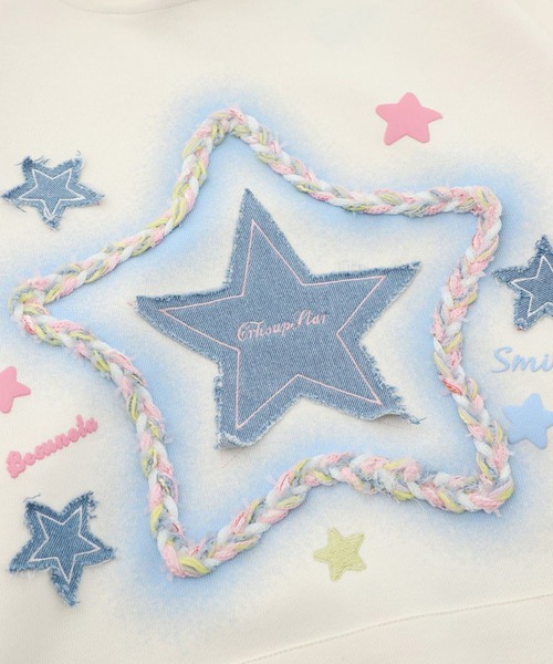 HOOK（フック）の「【HOOK】パッチワーク星刺繍パーカー（パーカー・メンズ・ライトベージュ/ブラック・XL/M/L）」の12枚目の写真
