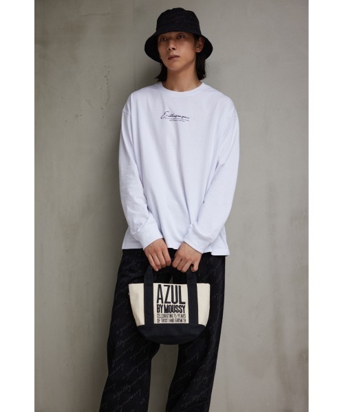 AZUL by moussy(アズールバイマウジー)の「15TH キャンバスミニトートバッグ(ショルダーバッグ・メンズ・オフホワイト/ブラック・FREE)」の12枚目の写真
