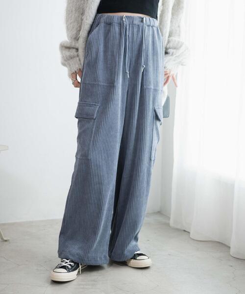 WEGO(ウィゴー)の「WEGO/コーデュロイイージーカーゴパンツ(カーゴパンツ・レディース・アイボリー/サックスブルー・FREE)」の17枚目の写真
