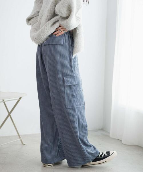 WEGO(ウィゴー)の「WEGO/コーデュロイイージーカーゴパンツ(カーゴパンツ・レディース・アイボリー/サックスブルー・FREE)」の19枚目の写真