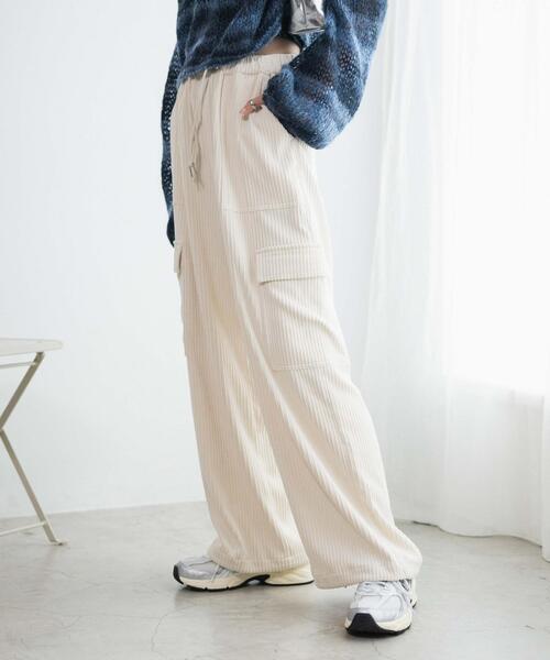 WEGO(ウィゴー)の「WEGO/コーデュロイイージーカーゴパンツ(カーゴパンツ・レディース・アイボリー/サックスブルー・FREE)」の12枚目の写真