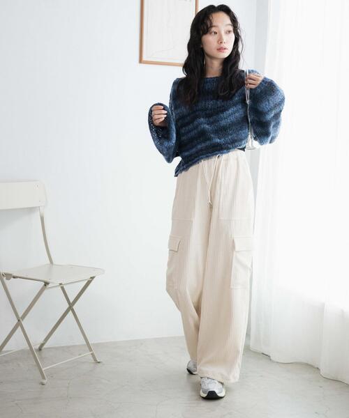 WEGO(ウィゴー)の「WEGO/コーデュロイイージーカーゴパンツ(カーゴパンツ・レディース・アイボリー/サックスブルー・FREE)」の16枚目の写真