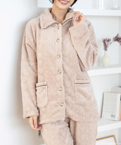 fran de lingerie(フランデランジェリー)の「ふんわり軽くて暖かいmemory fleece (メモリーフリース)ベーシックなパジャマデザイン 「メモリーフリース」 前開き上下セット(ルームウェア/パジャマ・レディース・ネイビー/ブラウン系その他/ピンク系その他5/ピンク系その他2/ベージュ系その他/ホワイト系その他/オフホワイト・M-L)」の20枚目の写真