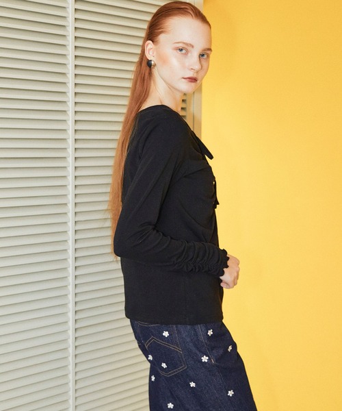 ELLEgirl（エルガール）の「2wayバックオープンロンT【ELLEgirl/エル ガール】（Tシャツ/カットソー・レディース・ブルー/ブラック/グリーン/オレンジ・FREE）」の12枚目の写真