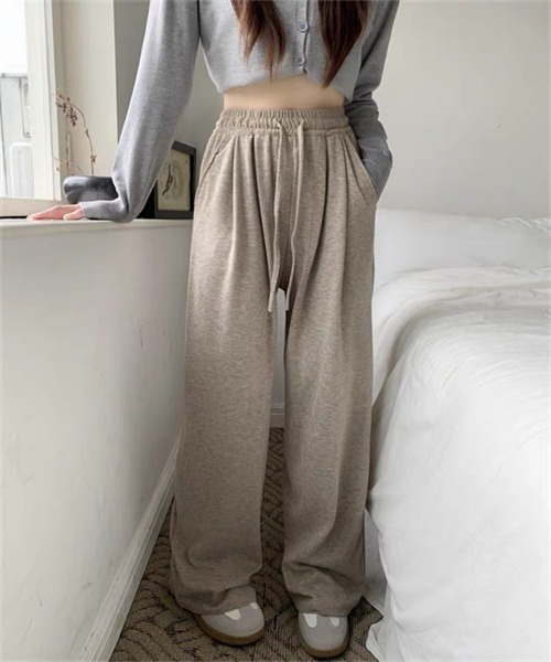 FREE STYLISTS（フリー スタイリスト）の「暖かい起毛素材ワイドパンツ（スウェットパンツ・レディース・グレー/チャコールグレー/ベージュ/ブラック・FREE）」の15枚目の写真