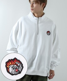 ハーフジップトレーナー スウェット トレーナー」に該当するホワイト