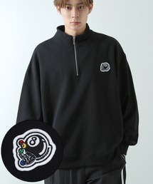 【SIDEWAY STANCE】ワンポイント ワッペン スウェット ハーフジップトレーナー