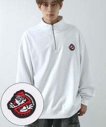 ハーフジップトレーナー スウェット トレーナー」に該当するホワイト