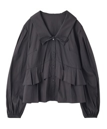 シャツ ブラウス ミルクフェド MILKFED BOW TIE COLLAR SHIRT レディース ボータイ 黒 ブラック MILKFED. シャツ ブラウス ミルクフェド MILKFED BOW TIE COLLAR