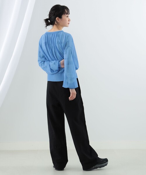 Ray BEAMS(レイビームス)の「Ray BEAMS / シアー ギャザー クルーネック カーディガン(カーディガン/ボレロ・レディース・グリーン系その他2/ブラック/サックスブルー・ONE SIZE)」の20枚目の写真