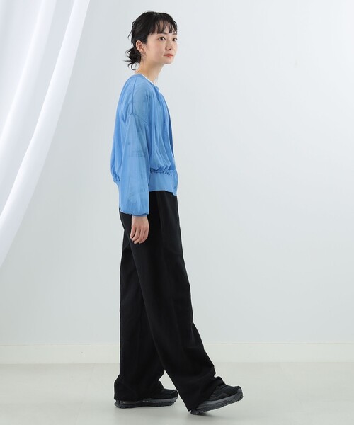 Ray BEAMS(レイビームス)の「Ray BEAMS / シアー ギャザー クルーネック カーディガン(カーディガン/ボレロ・レディース・グリーン系その他2/ブラック/サックスブルー・ONE SIZE)」の15枚目の写真