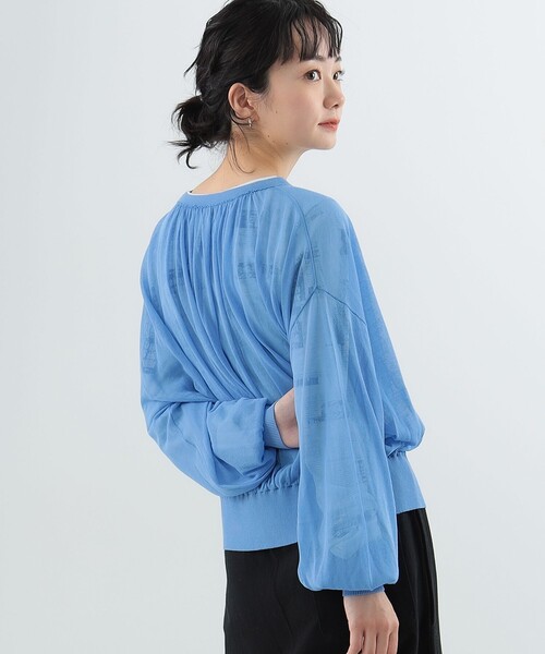 Ray BEAMS(レイビームス)の「Ray BEAMS / シアー ギャザー クルーネック カーディガン(カーディガン/ボレロ・レディース・グリーン系その他2/ブラック/サックスブルー・ONE SIZE)」の11枚目の写真